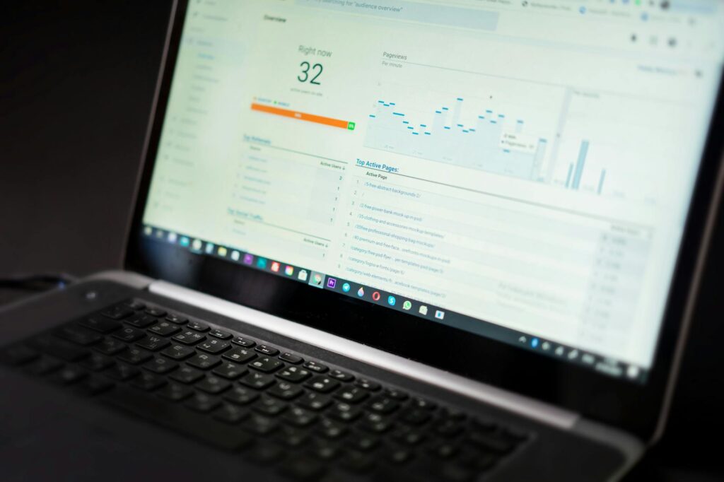 Screenshot of an SEO tools dashboard displaying keyword rankings, traffic analytics, and site audit reports for a digital marketing agency.